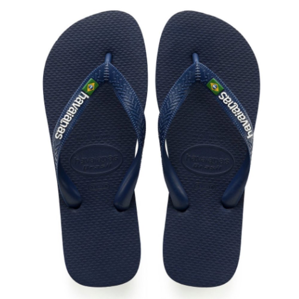 MEN'S BRAZIL LOGO FLIP FLOPS NAVY BLUE 12